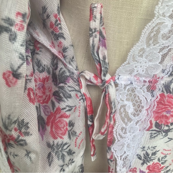 Vintage Private Moments NY floral flower lace trim wrap robe lingerie - Picture 6 of 15